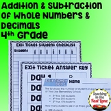 Addition and Subtraction of Whole Numbers and Decimals Uni