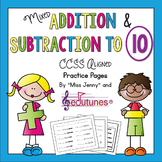 Addition and Subtraction to 10 Practice Pages AND Digital 