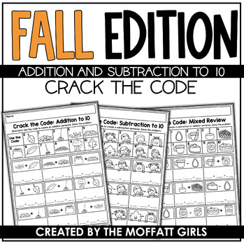Preview of Addition and Subtraction to 10  Crack the Code Fall Edition