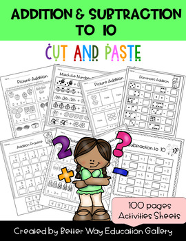 Preview of Addition and Subtraction to 10 Cut and Paste