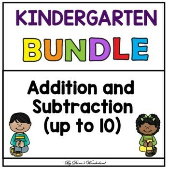 Preview of Kindergarten Addition and Subtraction to 10 Worksheets & Activities BUNDLE