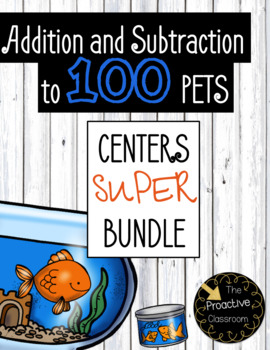 Preview of Double Digit Addition and Subtraction With & Without Regrouping CENTERS BUNDLE!