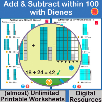 Preview of Add and Subtract within 100 with Dienes