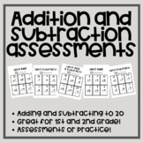 FREEBIE!! - Addition and Subtraction (to 20) Assessments! 