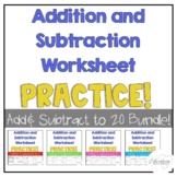 Addition and Subtraction to 20 Facts Worksheet Bundle