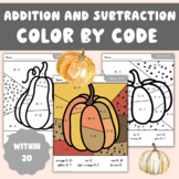 Addition and Subtraction to 20 Worksheets Color by Number 