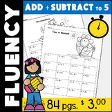 Addition and Subtraction to 5 Math Facts Fluency Kindergar