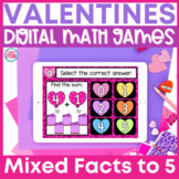 Addition and Subtraction to 5 Valentine's Day Digital Math Game