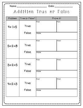 Preview of Addition and Subtraction true/false