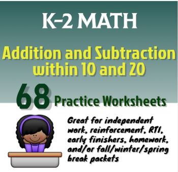 Preview of Addition and Subtraction up to 20; worksheets, distance learning, practice