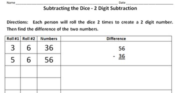 Preview of Addition and Subtraction using Dice from Tens up to Millions with Regrouping