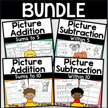 Preview of Picture Addition and Picture Subtraction BUNDLE Use Pictures and Drawings