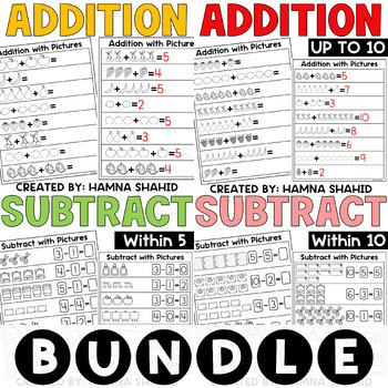 Preview of Addition and Subtraction with Pictures within 10 Bundle