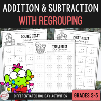 Preview of Addition and Subtraction with Regrouping Activities Christmas Edition