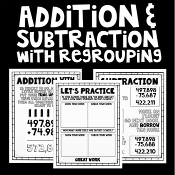 Preview of Addition and Subtraction with Regrouping - Anchor Charts and Word Problems