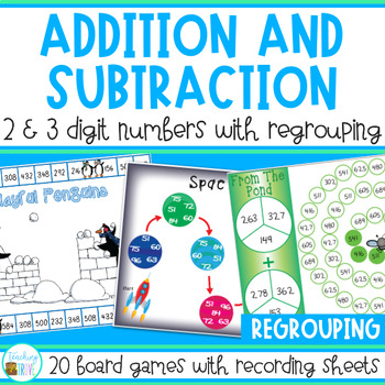 Addition and Subtraction with Regrouping Games Bundle by Teaching Trove