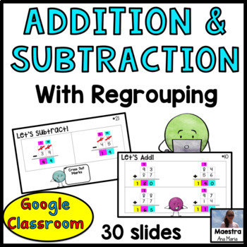 Preview of Addition and Subtraction with Regrouping Google Classroom - Place Value