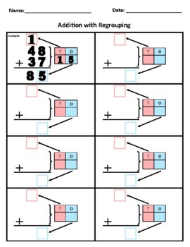 Addition and Subtraction with Regrouping BLANK Templates by Holly Wright