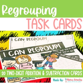 Preview of Addition and Subtraction with Regrouping Word Problem Task Cards