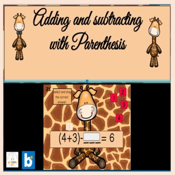 Preview of Addition and Subtraction with parenthesis BOOM CARDS