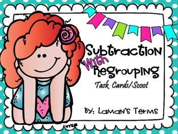 Preview of Addition and Subtraction with regrouping task cards scoot game