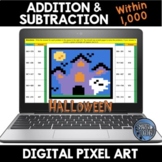Addition and Subtraction within 1,000 Halloween Digital Pixel Art