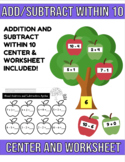 Addition and Subtraction within 10 Center and Worksheet Ap