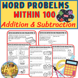 Addition and Subtraction within 100 Word Problems worksheet/ 2.OA.1