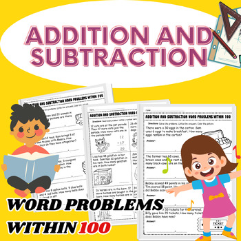 Preview of Addition and Subtraction within 100 Word Problems worksheets / 2.OA.1 2nd grade