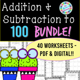 Addition and Subtraction within 100 Worksheets BUNDLE!! - 