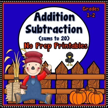 Preview of Addition and Subtraction within 20 ( 72 Fall Themed Printables) 1st-2nd Grades