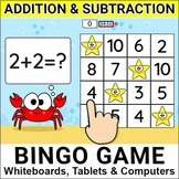 Ocean Theme Addition and Subtraction Bingo Game