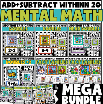 Preview of Mental Math Fluency Practice Cards: Addition and Subtraction within 20