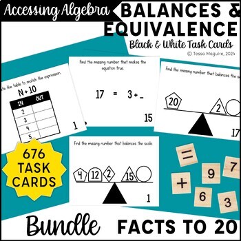 Preview of Addition and Subtraction within 20 Task Cards Missing Addend Balancing Equations