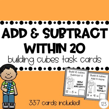 Preview of Addition and Subtraction within 20 - Unifix Cubes Task Cards