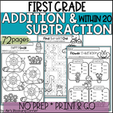 Addition and Subtraction within 20 Worksheets Games 1st Gr
