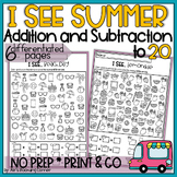 I Spy Worksheets Summer Addition and Subtraction within 20