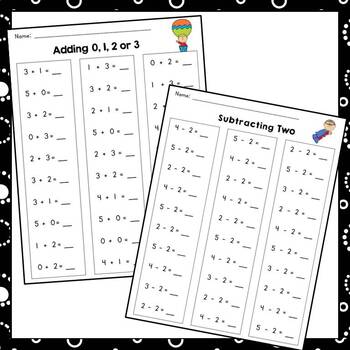 kindergarten math fact fluency worksheets addition subtraction to 5 rti