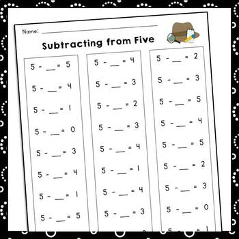 kindergarten math fact fluency worksheets addition subtraction to 5 rti