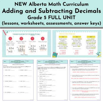 Preview of Addition and Subtraction Unit - NEW Alberta Math Curriculum Grade 5