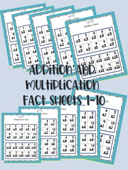 Preview of Addition and multiplication fact sheets 1-10