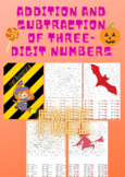 Halloween addition and subtraction of three-digit numbers