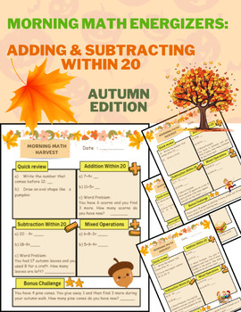 Preview of Addition and subtraction within 20- Morning work for all the week