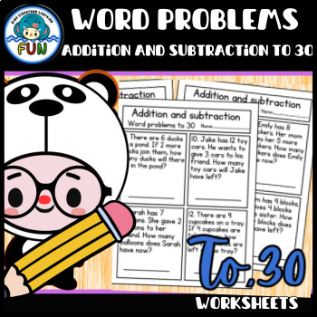 Preview of Addition and Subtraction Word Problems to 30 Worksheets - Kindergarten
