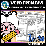 Addition and Subtraction Word Problems to 30 Worksheets - 