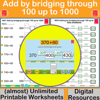 Preview of Add by bridging through 100 up to 1000 - Mental Math