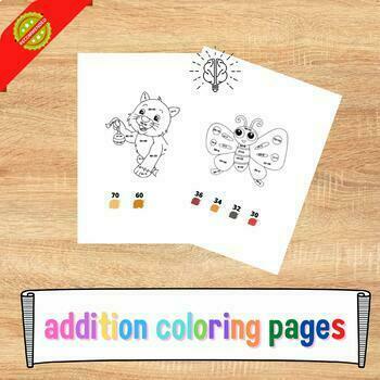 Preview of Color by Addition|Math worksheets 1st to 3rd grade|word work|Home work