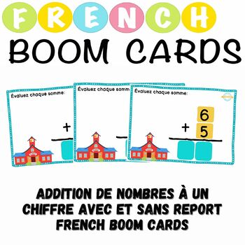 Preview of Addition de nombres à un chiffre. Avec et sans report French Boom Cards
