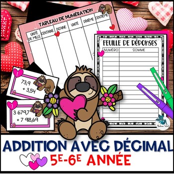 Preview of Addition de nombres décimaux St-Valentin