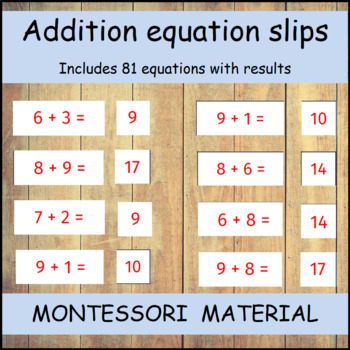 Preview of Addition equation slips with results